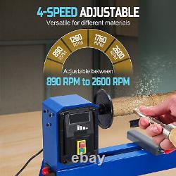 14 x 20 Benchtop Wood Lathe Power Wood Turning Lathe 400W with 4 Variable Speeds