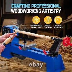 14x20 Benchtop Wood Lathe 400W Power Motor 4-Speed Control 20'' Between Center