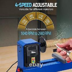 14x20 Benchtop Wood Lathe 400W Power Motor 4-Speed Control 20'' Between Center
