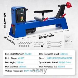 14x20 Benchtop Wood Lathe 400W Power Motor 4-Speed Control 20'' Between Center