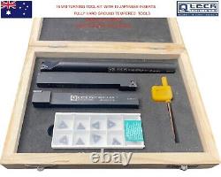 16 mm Lathe Turning Toolholder Kit With 10 Japanse Carbide Inserts Wooden box