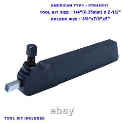 1/4 HSS Tool Bit Holder American Type Lathe Turning Straight 7/8 x 3/8 Inch