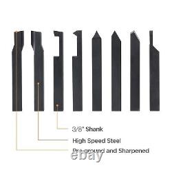 3/8 Inch 8 Pieces HSS Tool Bit Set for Turning and Facing work, Hardened, Pre