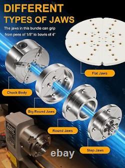 4-Inch Self-Centering Wood Lathe Chuck for Nova 4-Jaw Wood Turning Chuck Set