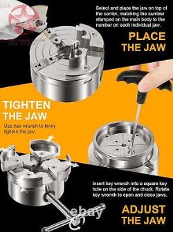 4 Inch Wood Lathe Chuck Set 1 x 8 TPI Self Centering 4 Jaw Wood Turning Chuck