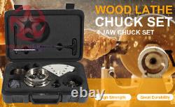 4 Inch Wood Lathe Chuck Set 1 x 8 TPI Self Centering 4 Jaw Wood Turning Chuck