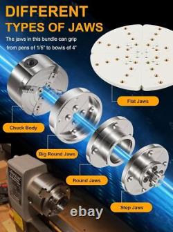 4 Inch Wood Lathe Chuck Set 1 x 8 tpi Self Centering 4 Jaw Wood Turning Chuck
