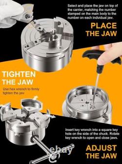4 Inch Wood Lathe Chuck Set 1 x 8 tpi Self Centering 4 Jaw Wood Turning Chuck