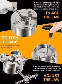 4 Inch Wood Lathe Chuck Set 1 x 8 tpi Self Centering 4 Jaw Wood Turning Chuck