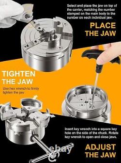 4 Inch Wood Lathe Chuck Set 1 x 8 tpi Self Centering 4 Jaw Wood Turning Chuck