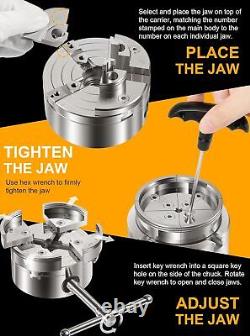 4 Inch Wood Lathe Chuck Set 1 x 8 tpi Thread Self Centering 4 Jaw Wood Turning