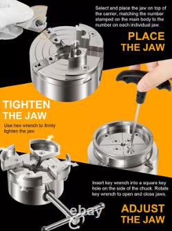 4 Wood Lathe Chuck Set 1 x 8 tpi Self Centering 4 Jaw Wood Turning Chuck Set