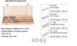 4pcs Wood Turning Tools in wooden box Chisel HSS Woodturning Lathe Tool