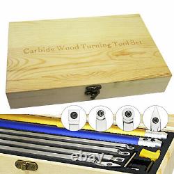 6Pcs Wood Turning Insert Round Square Cutter Set Handle Lathe Finisher Kit