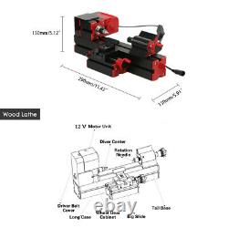 6in1 DIY Wood Metal Motorized Lathe Machine Woodworking Turning Tool Kit W4R0