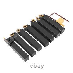 7Pcs 5/8 Shank Indexable Lathe Turning Tool Carbide Inserts with Holder NEW