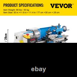 7X14 Mini Precision Wood Lathe 550W Metal Bench Lathe Turning Machine