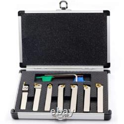 7pc Indexable Lathe Turning Tool Holder 3/8Shank for Turning Grooving Threading