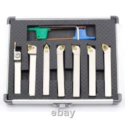 7pc Indexable Lathe Turning Tool Holder 3/8Shank for Turning Grooving Threading