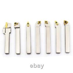 7pc Indexable Lathe Turning Tool Holder 3/8Shank for Turning Grooving Threading