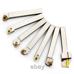 7pc Indexable Lathe Turning Tool Holder 3/8Shank for Turning Grooving Threading