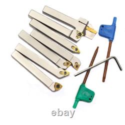 7pc Indexable Lathe Turning Tool Holder 3/8Shank for Turning Grooving Threading