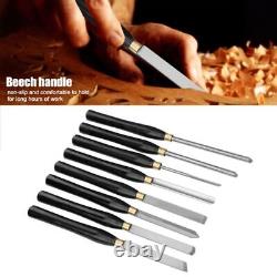 8PCS HSS Wood Turning Tools Lathe Chisel Set with Beech Handle for Woodworking