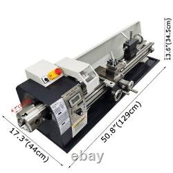 8X32 Metal Lathe 1100W Inch Thread 110V with Double Chuck MT5 Spindle