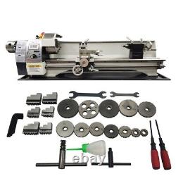 8X32 Metal Lathe 1100W Inch Thread 110V with Double Chuck MT5 Spindle