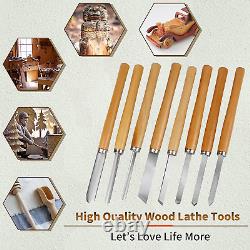 8 Pcs Wood Lathe Chisel Set, Wood Turning Tools HSS Blades and Quality Wood Hand