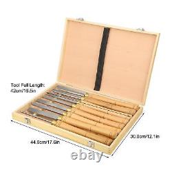 8 Piece HSS Wood Lathe Chisel Set in Wooden Box Woodworking Turning Tools