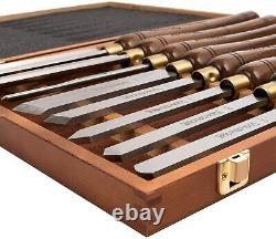 8 Pieces HSS Handle Wood Turning Set Tool Lathe Chisel Walnut Wooden Storage Fit