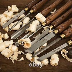 8 Pieces HSS Handle Wood Turning Set Tool Lathe Chisel Walnut Wooden Storage Fit