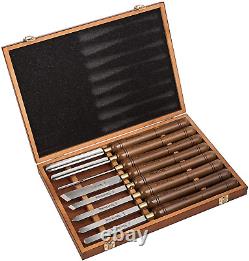 8 Pieces HSS Wood Turning Tools Lathe Chisel Set with Walnut Handle