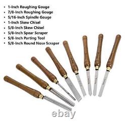 8-Pieces HSS Wood Turning Tools Lathe Chisel Set with Walnut Handle Wooden