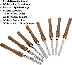 8-Pieces HSS Wood Turning Tools Lathe Chisel Set with Walnut Handle Wooden Stor