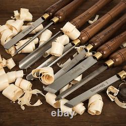 8-Pieces HSS Wood Turning Tools Lathe Chisel Set with Walnut Handle Wooden Stor