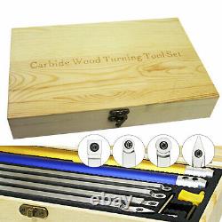 8pcs Wood Turning Tool Carbide Insert Cutter Set with Aluminum Handle Wrench USA