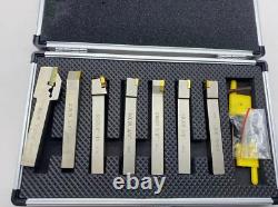 9PCS 1/2 Shank Indexable Carbide Lathe Turning Insert Tool Holder Bit Se suit