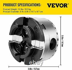 BestEquip Wood Lathe Chuck, 3.75-Inch 4-Jaw Wood Turning Gear Chuck, WITH CASE