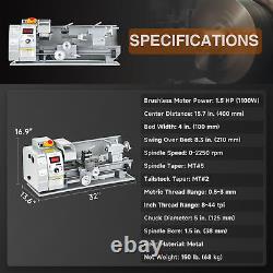 CREWORKS 8x16 Mini Metal Lathe Brushless 1100W 2250rpm 2 Chucks & Tool Bundle