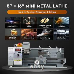 CREWORKS 8x16 Mini Metal Lathe w 750W DC Motor 2500rpm 3 Jaw Chuck LCD Display