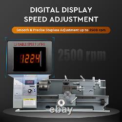 CREWORKS 8x16 Mini Metal Lathe w 750W DC Motor 2500rpm 3 Jaw Chuck LCD Display