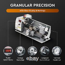 CREWORKS 8x16 Mini Metal Lathe w 750W DC Motor 2500rpm 3 Jaw Chuck LCD Display