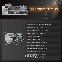 CREWORKS 8x16 Mini Metal Lathe w 750W DC Motor 2500rpm 3 Jaw Chuck LCD Display