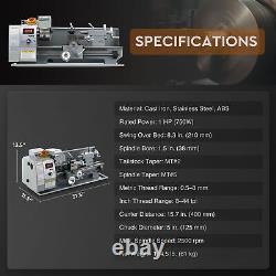 CREWORKS 8x16 Mini Metal Lathe w 750W DC Motor 2500rpm 3-Jaw Chuck LCD Display