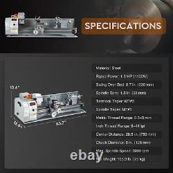 CREWORKS 9x30 Mini Metal Lathe 1100W DC Motor 3000rpm 3-Jaw Chuck LCD Display