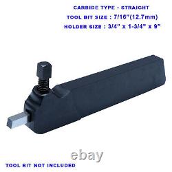Carbide Type Lathe Turning Holder Straight 3/4x1-3/4Inch Takes 7/16Tool Bit