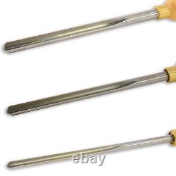 HSS, 3 Pc Bowl Gouge Set (1/4, 3/8, 1/2 Flute) Woodturning Tools, Hurricane