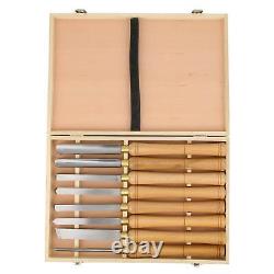 HSS Wood Turning Lathe Chisel Set 8pc with Wooden Box Woodworking Tool Kit